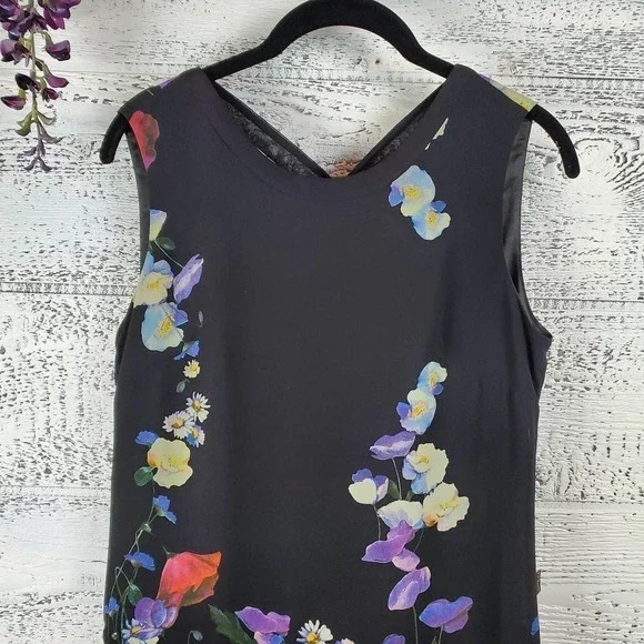 Ivy Moda Silk Blend Floral Mini Sleeveless Neck Tie Dress - Picture 2 of 9